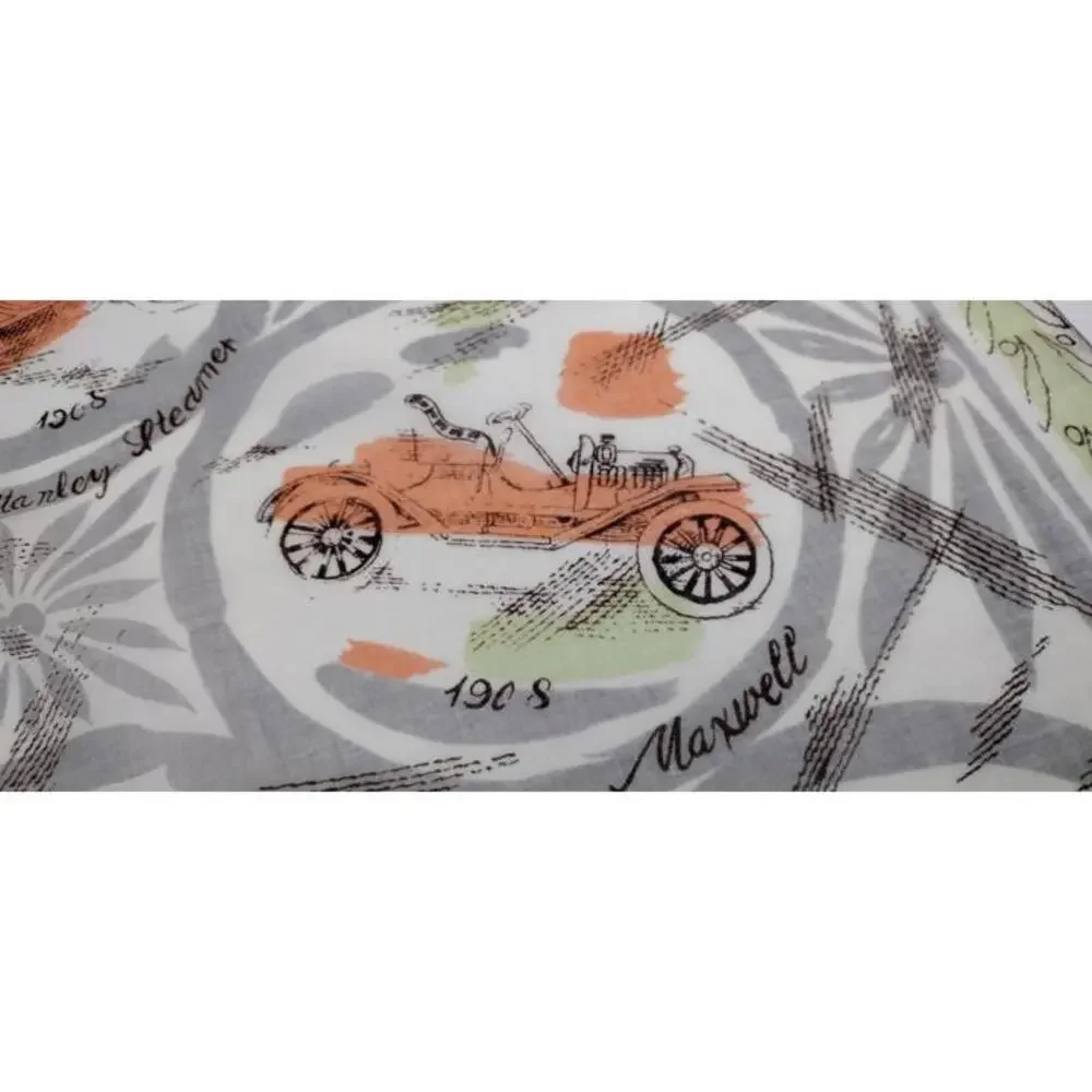 Men's 1940s Buick Handkerchief Scarf Jadeite Antique Automobile Fine Thin Cotton